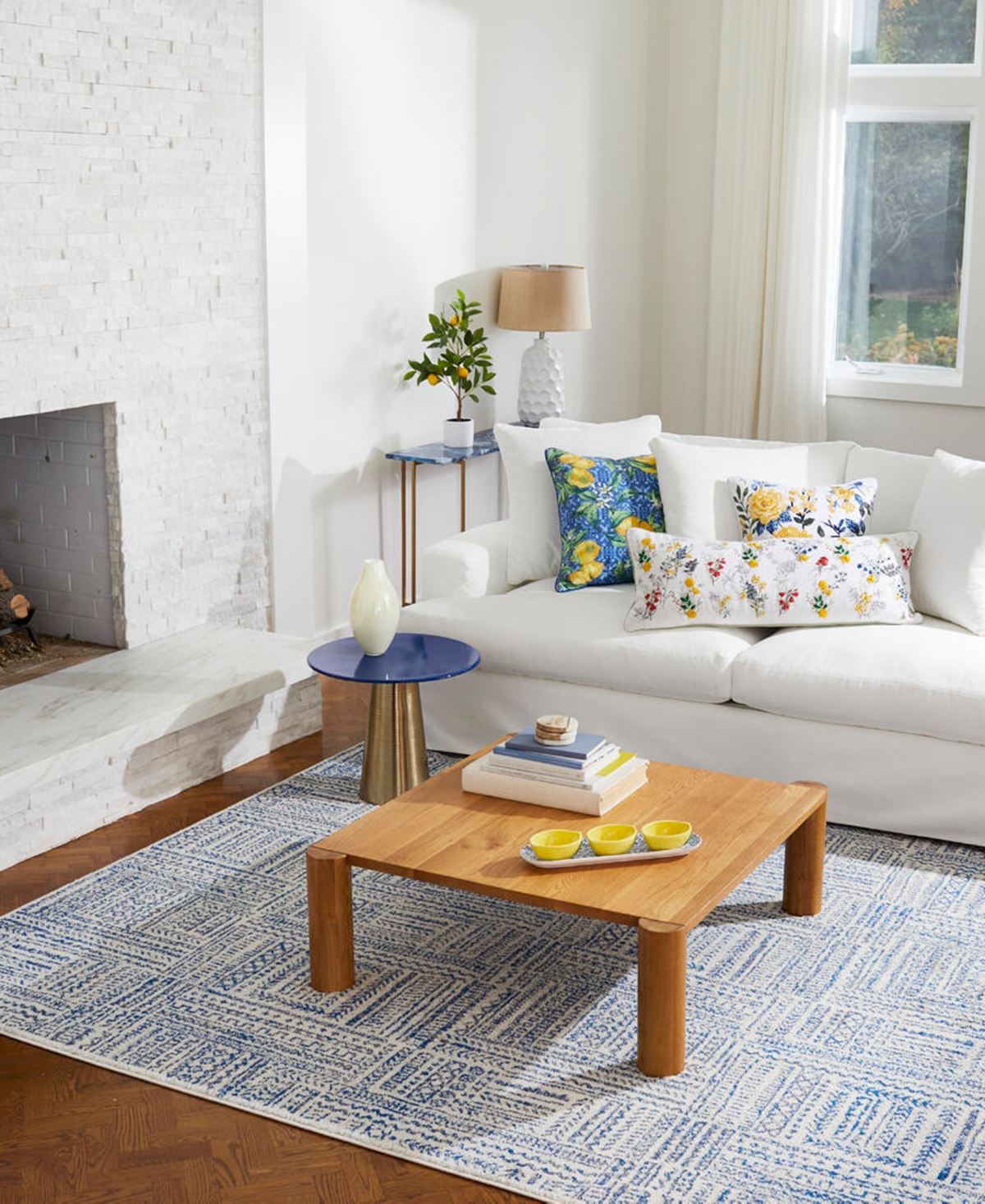 Macy's Brenalee 93" Performance Fabric Slipcover Sofa With Four Pillows In Peyton Navy