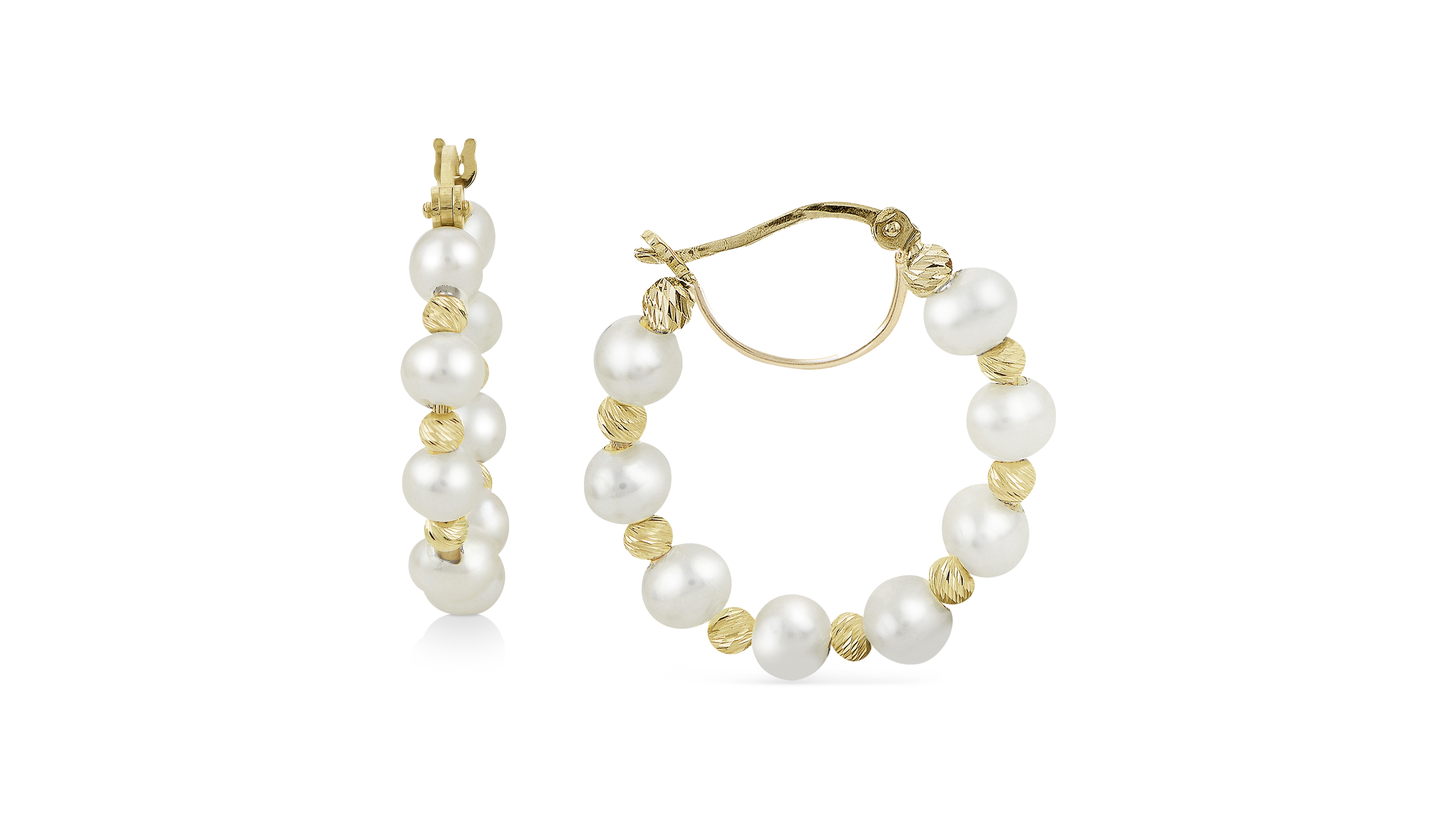 Cultured Freshwater Pearl (4 - 4-1/2mm) Small Hoop Earrings in 14k Gold-Plated Sterling Silver