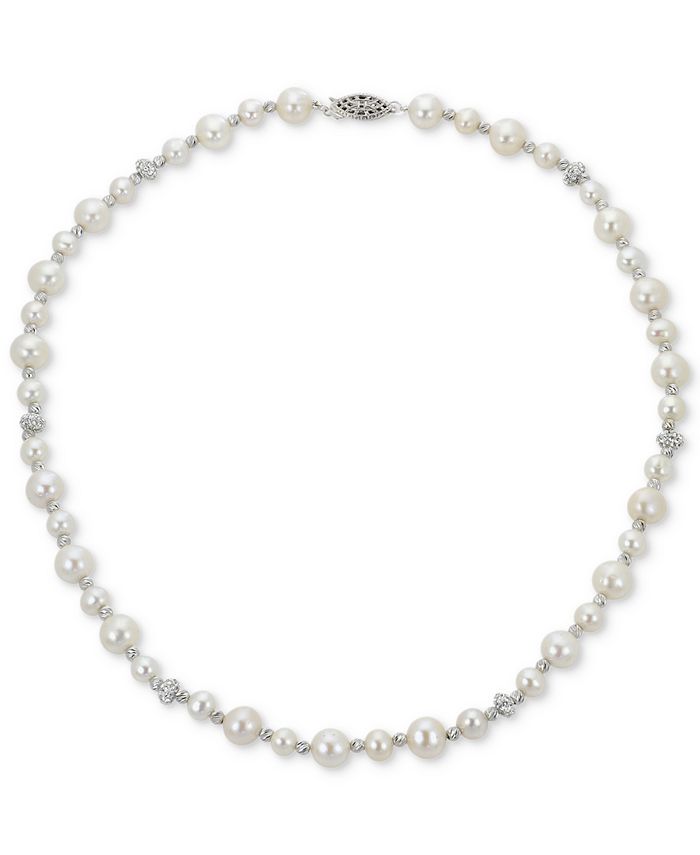 Macy's Cultured Freshwater Pearl (5-6mm & 8-9mm) & Crystal 18