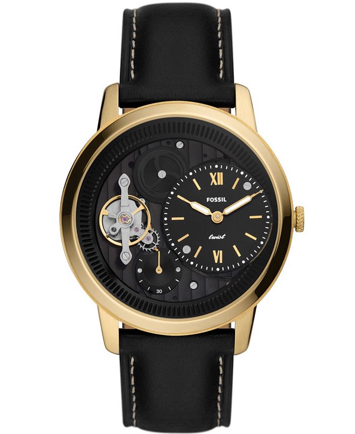Fossil Men's Neutra Black Leather Strap Watch 44mm Macy's