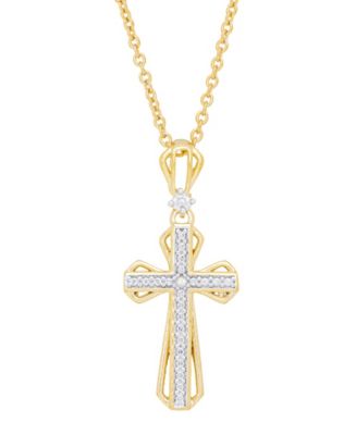 Macy's Women's Diamond Accent Cross Pendant Necklace - Macy's