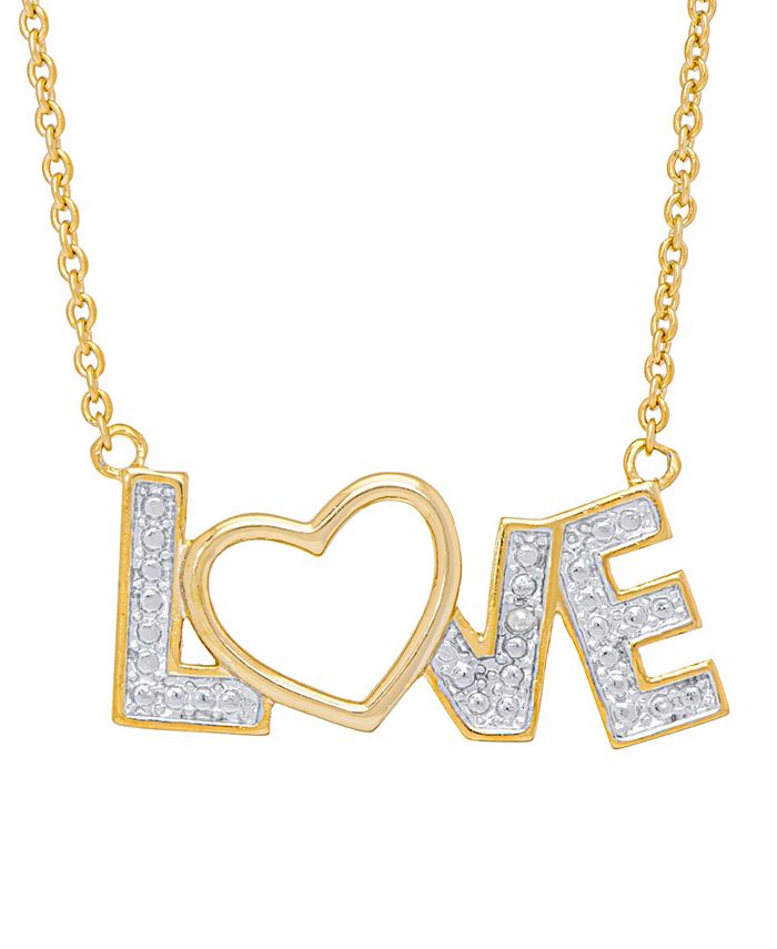 Macy's Women's Diamond Accent Heart Love Necklace - Macy's