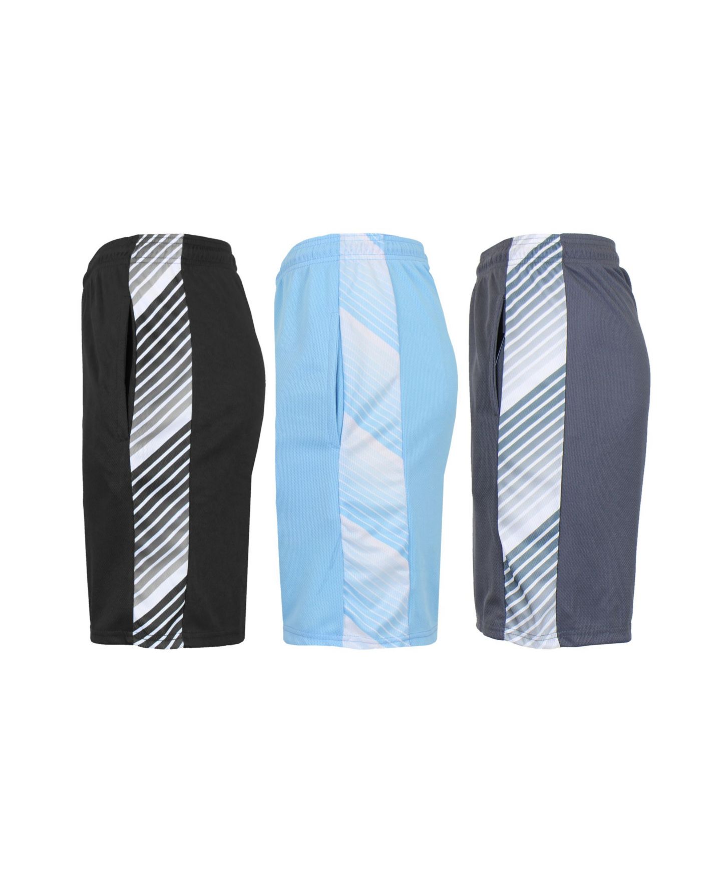 Мужские шорты Galaxy By Harvic Moisture Wicking Performance Mesh Shorts, Pack of 3, цвет: Чёрный / Синий — фото 2