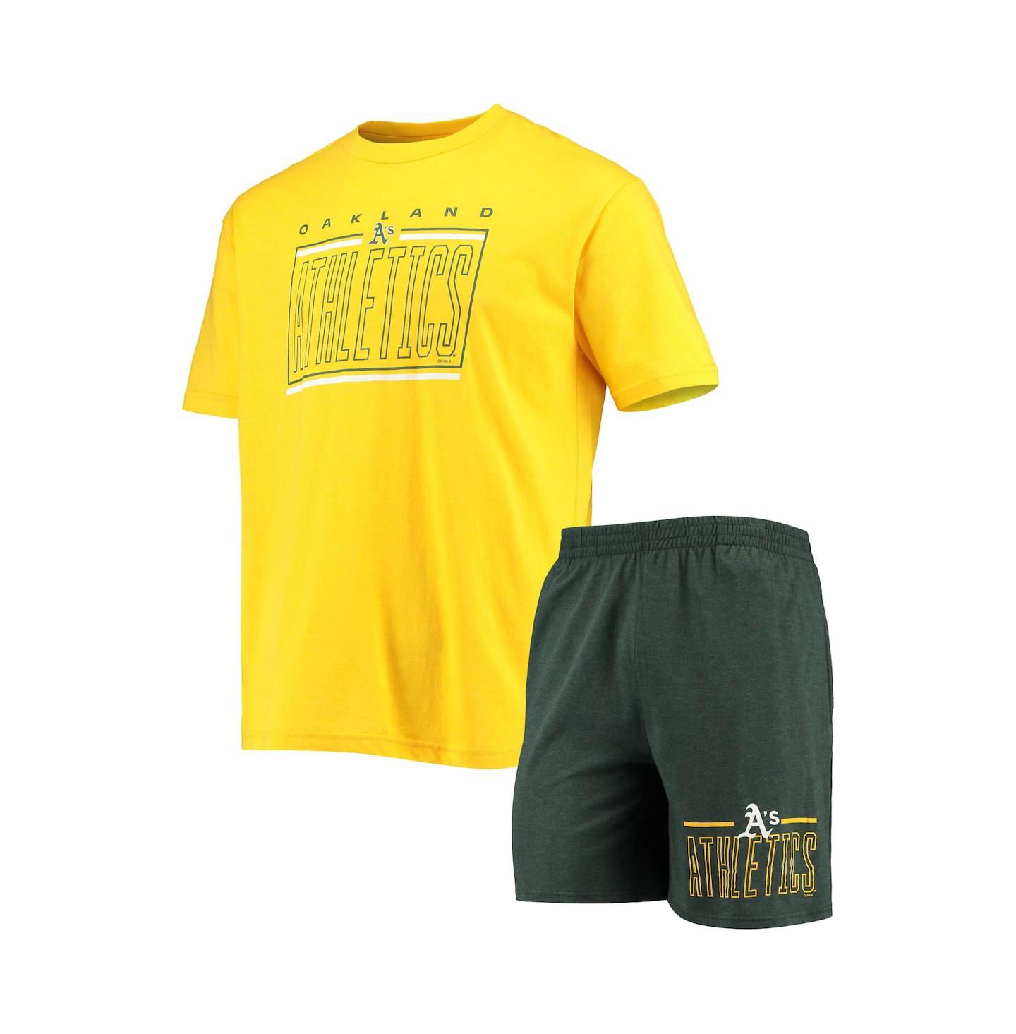 Мужская пижама Concepts Sport Oakland Athletics Meter, футболка и шорты, Green/Gold — фото 1