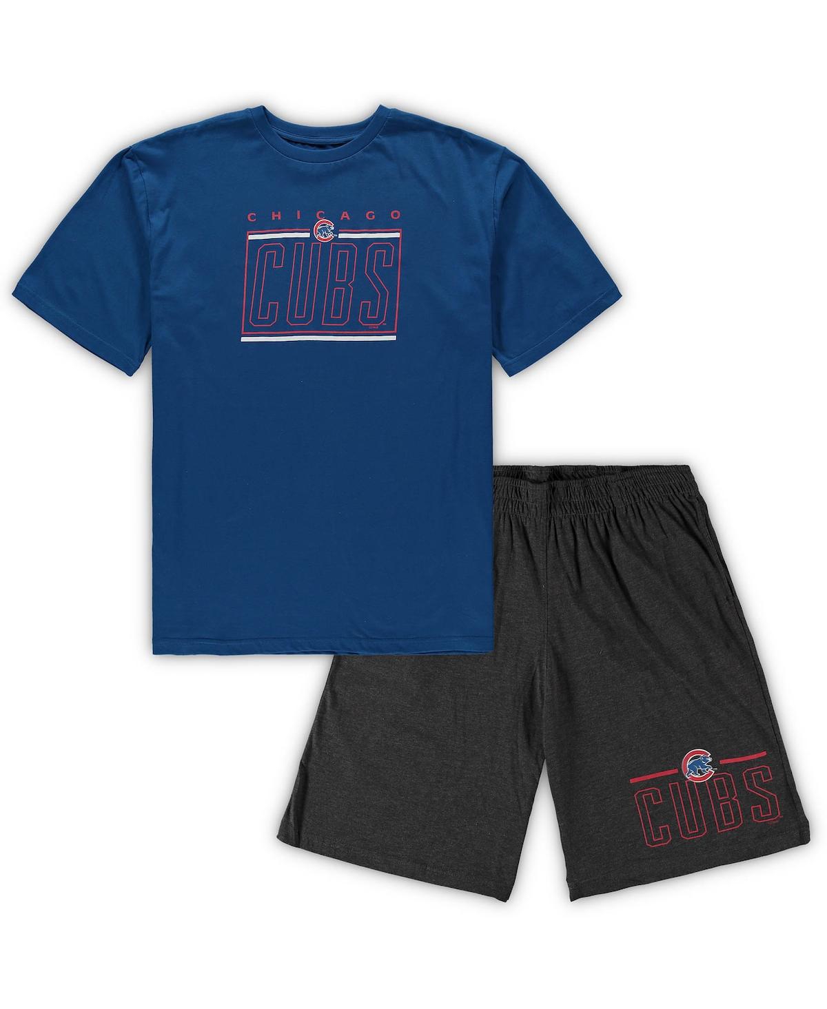 Shop Concepts Sport Men's  Royal, Heathered Charcoal Chicago Cubs Big And Tall T-shirt And Shorts Sleep Se In Royal,heathered Charcoal