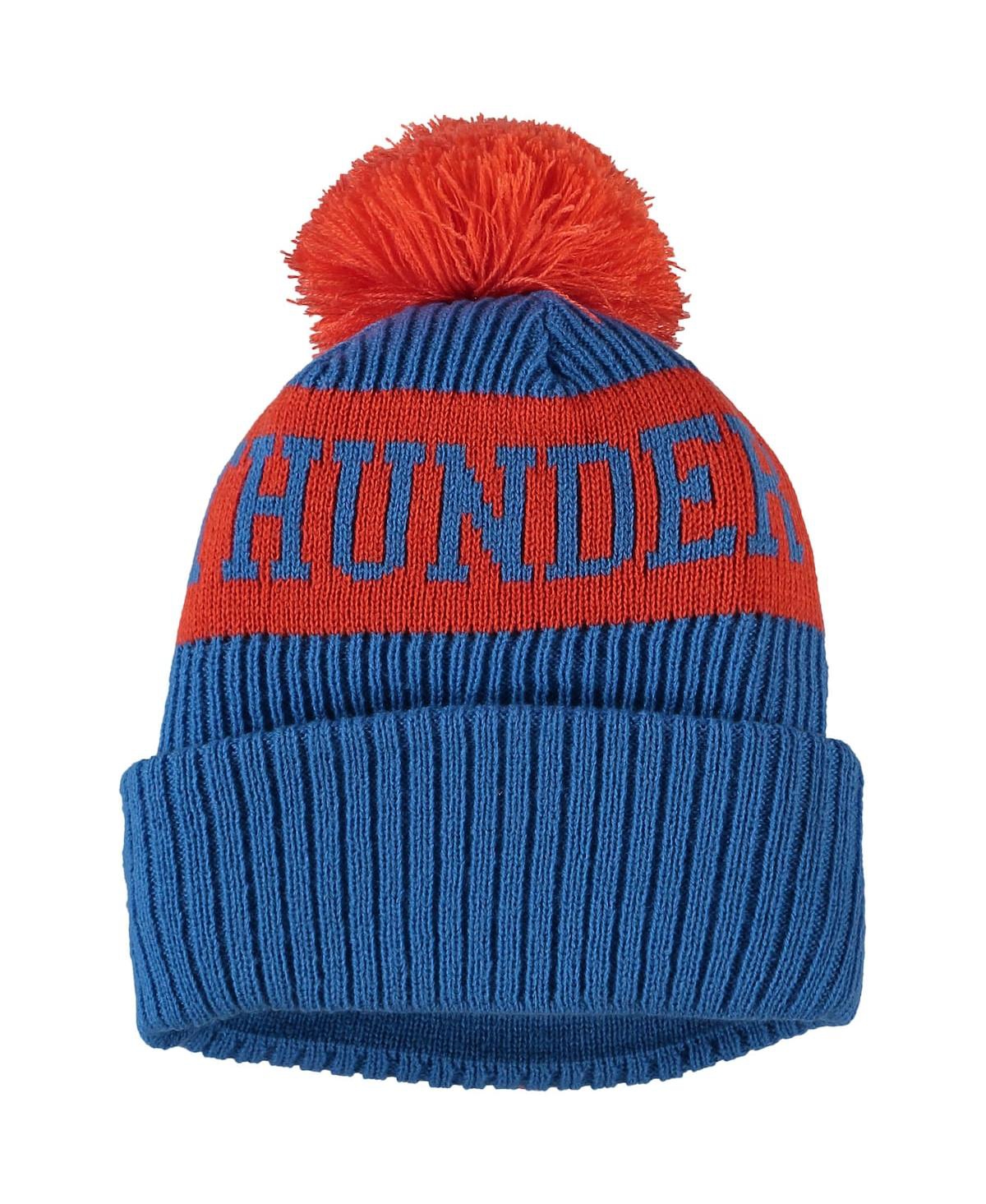 Shop New Era Big Boys  Blue Oklahoma City Thunder Sport Cuffed Knit Hat With Pom