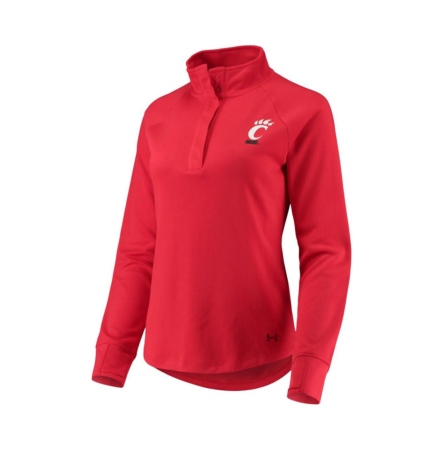Женская куртка Under Armour Red Cincinnati Bearcats Double Knit Raglan Quarter-Snap — фото 3