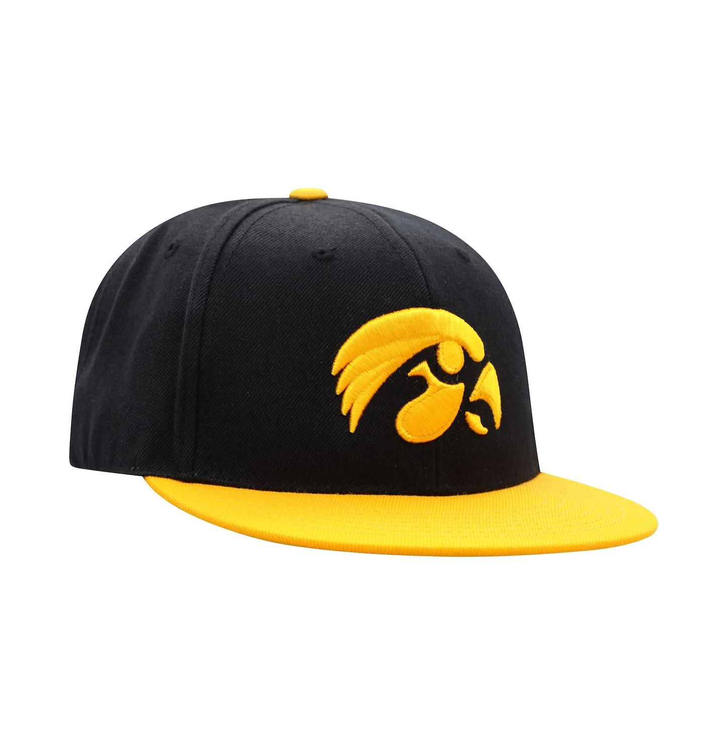 Мужская кепка Top of the World Black, Gold Iowa Hawkeyes Team Color Two-Tone Fitted Hat — фото 4