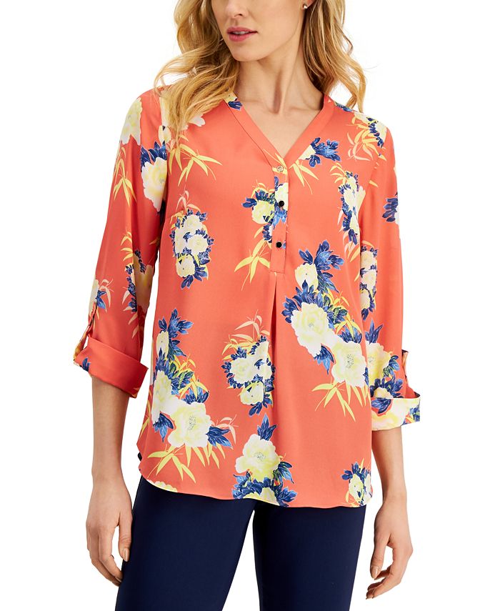 JM Collection Women's Floral Utility Top, Created for Macy's Macy's