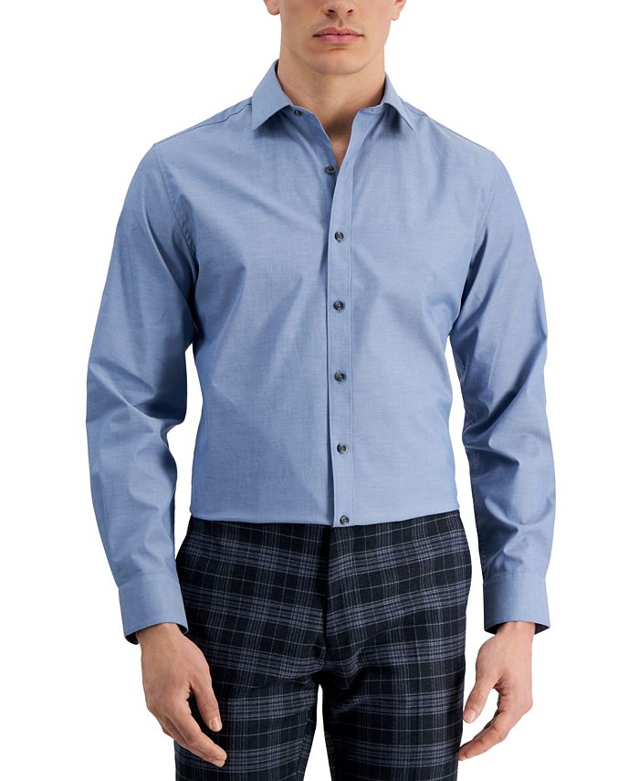 Bar III Men s Slim Fit Chambray Dress Shirt Created for Macy s