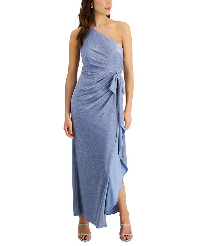 Adrianna Papell One-Shoulder Metallic Gown - Macy's