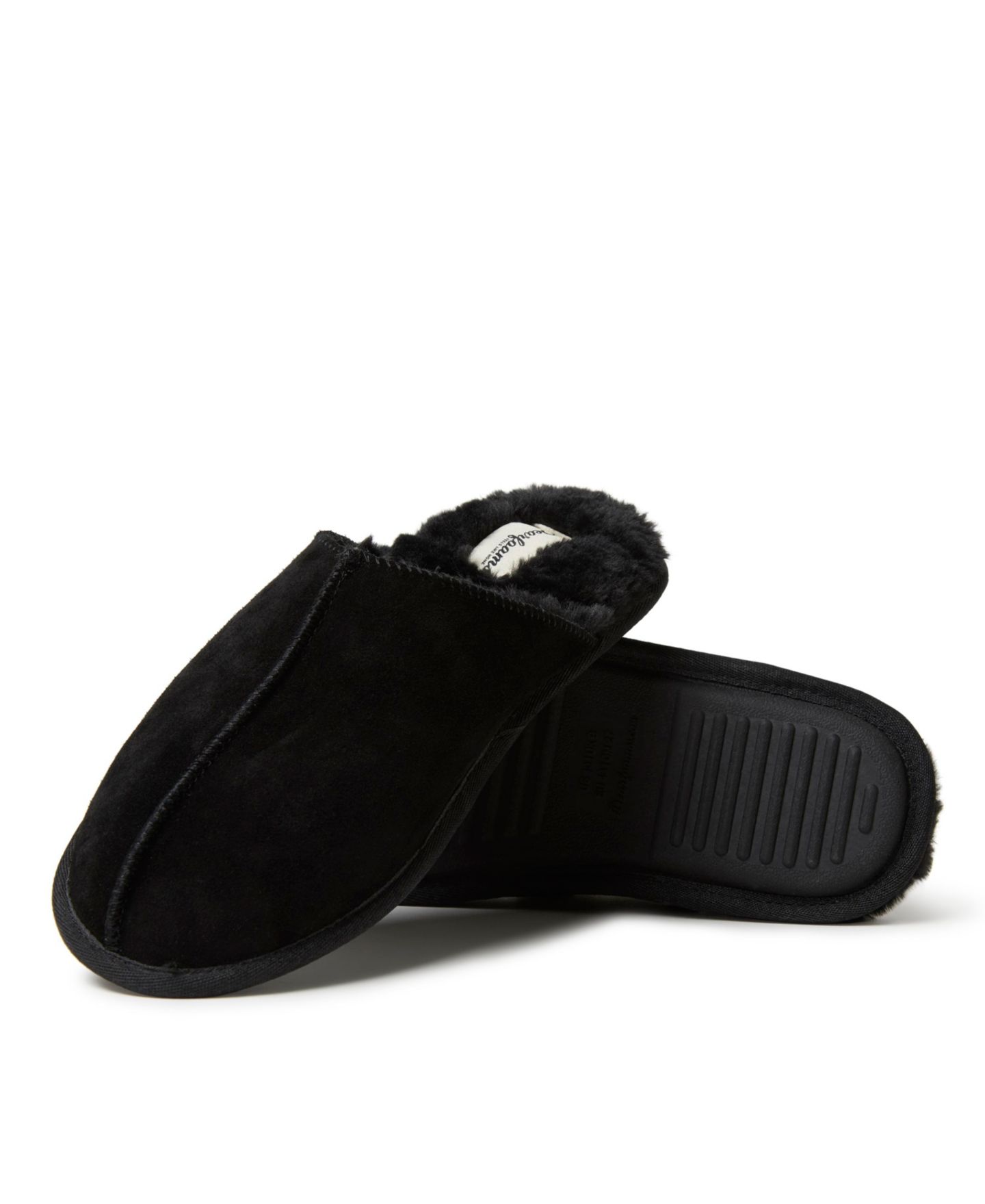 Мужские тапочки Dearfoams Bradford Genuine Suede Scuff House Slipper, цвет: Чёрный — фото 9