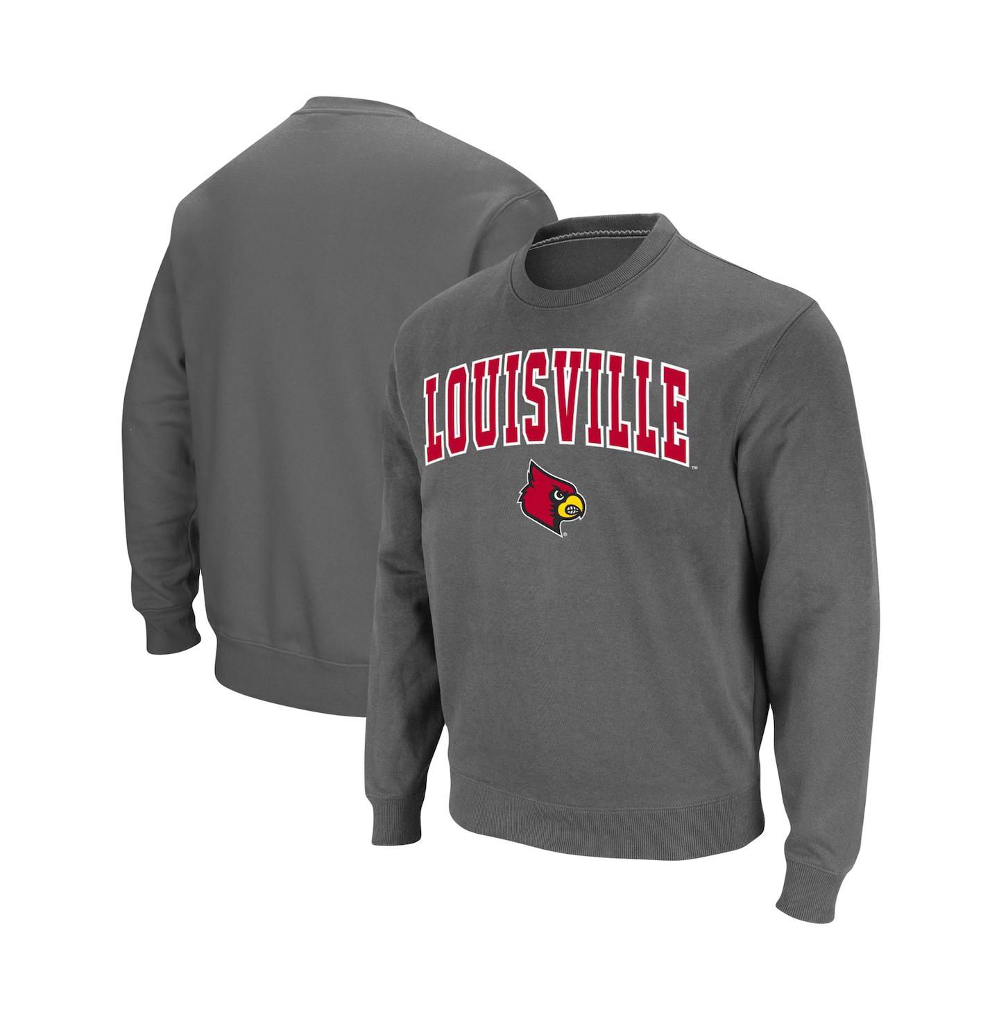 Мужская толстовка Colosseum Louisville Cardinals Arch and Logo Crew Neck, цвет: Угольный — фото 1