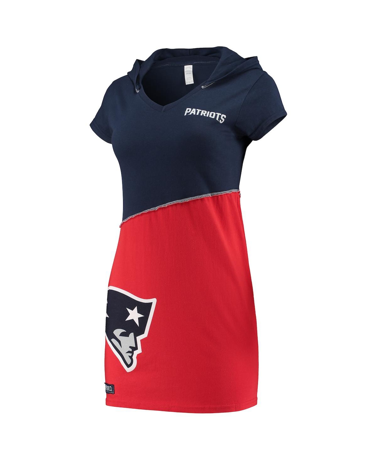 Women's Refried Apparel Navy and Red New England Patriots Hooded Mini Dress - Navy, Red