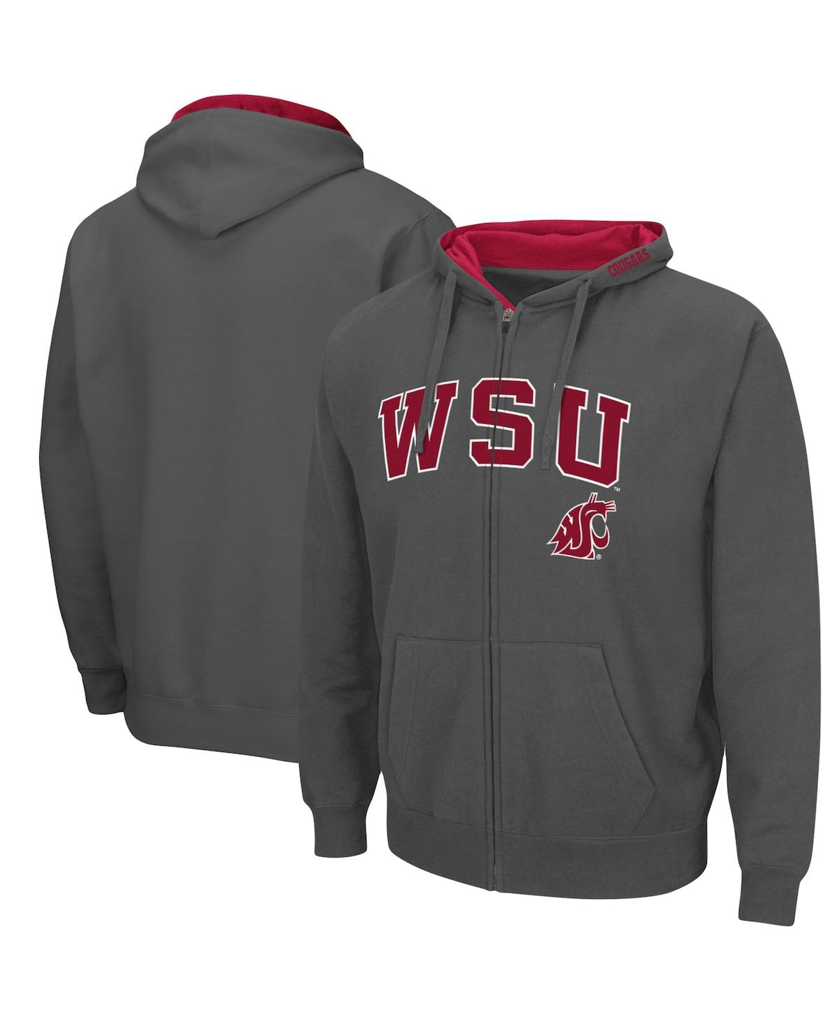 Colosseum Men's  Charcoal Washington State Cougars Arch Logo 3.0 Full-zip Hoodie In Charcoal