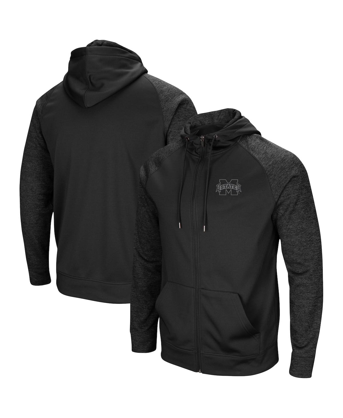 Colosseum Men's  Black Mississippi State Bulldogs Blackout 3.0 Tonal Raglan Full-zip Hoodie