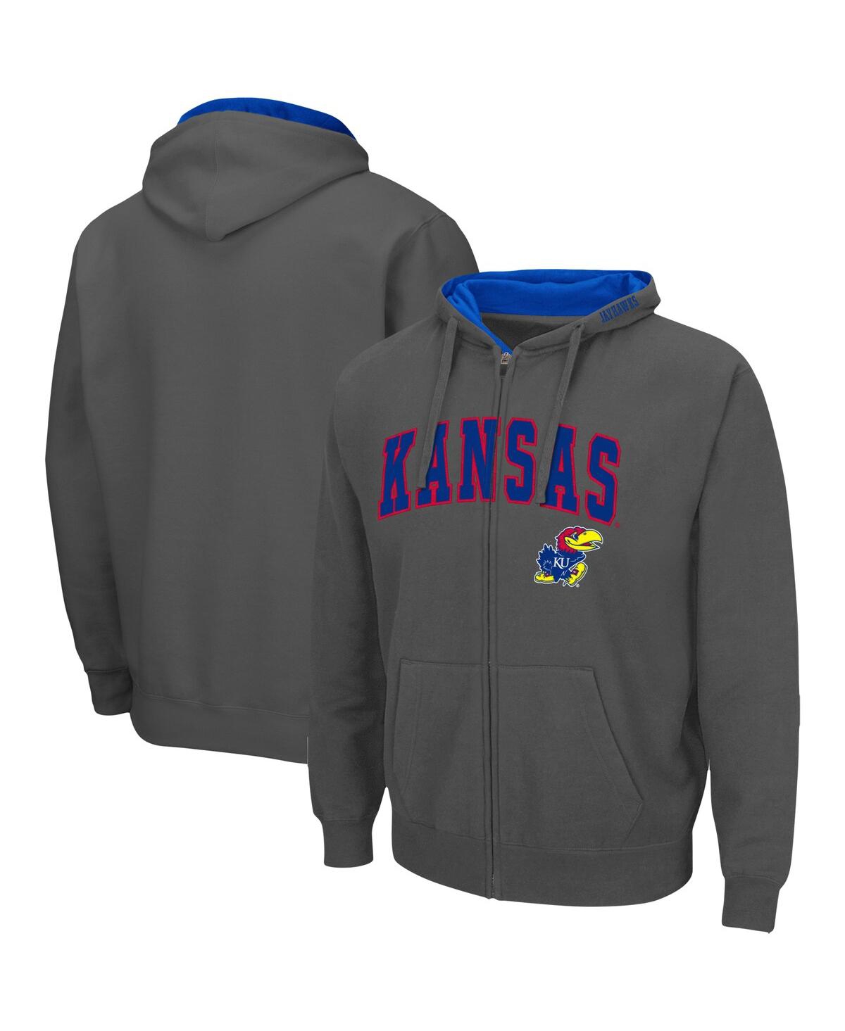 Colosseum Men's  Charcoal Kansas Jayhawks Arch Logo 3.0 Full-zip Hoodie In Charcoal