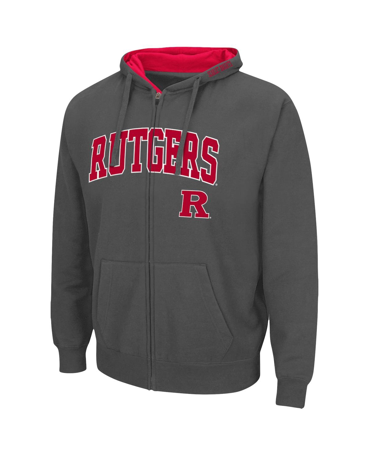 Colosseum Men's Rutgers Scarlet Knights Arch & Logo 3.0 Full-zip Hoodie In Charcoal