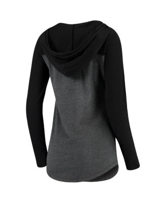 Women's Charcoal Texas Tech Red Raiders Knockout Color Block Long Sleeve V-Neck Hoodie T-shirt