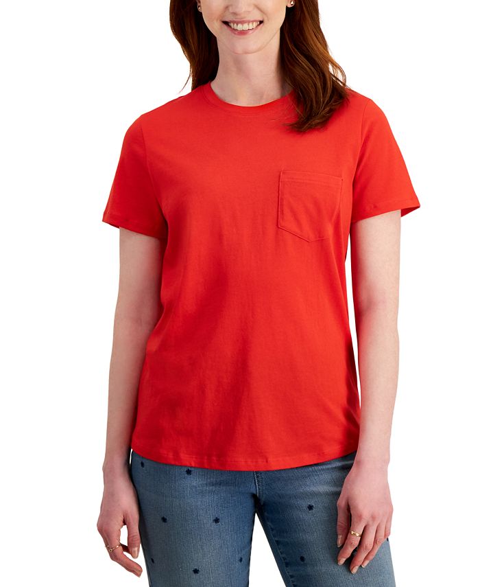 Macy's red shirt womens top