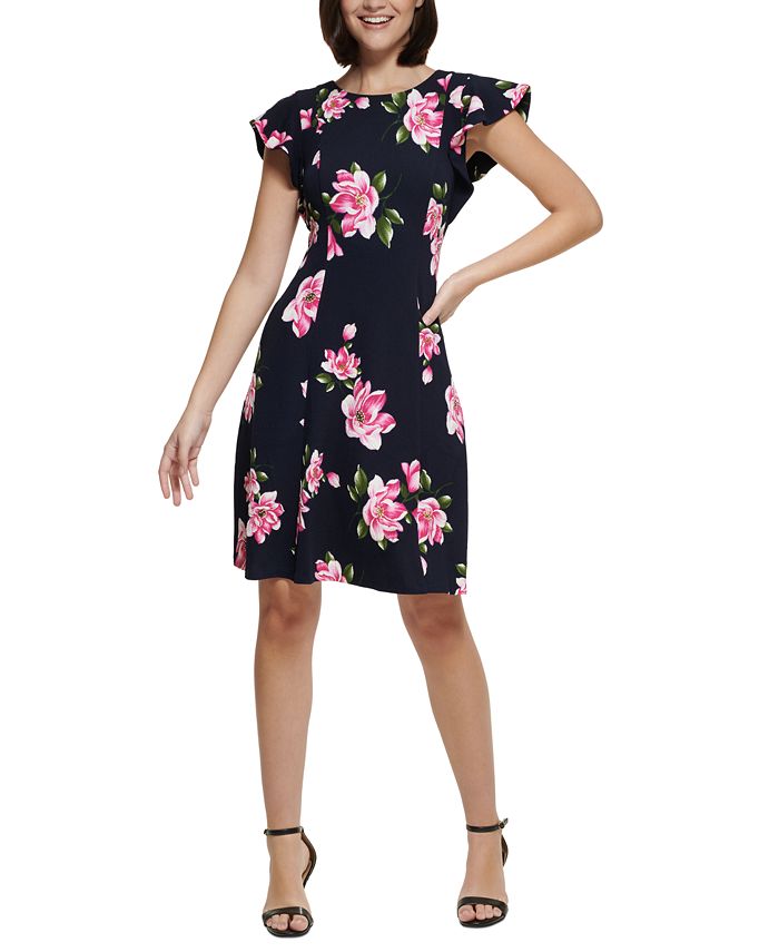 Jessica Howard Womens Floral Print Above Knee Wear to Work Dress