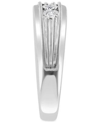EFFY&reg; Men's Diamond Ring (1/6 ct. t.w.) in Sterling Silver (Also available 14k Gold-Plated Sterling Silver)
