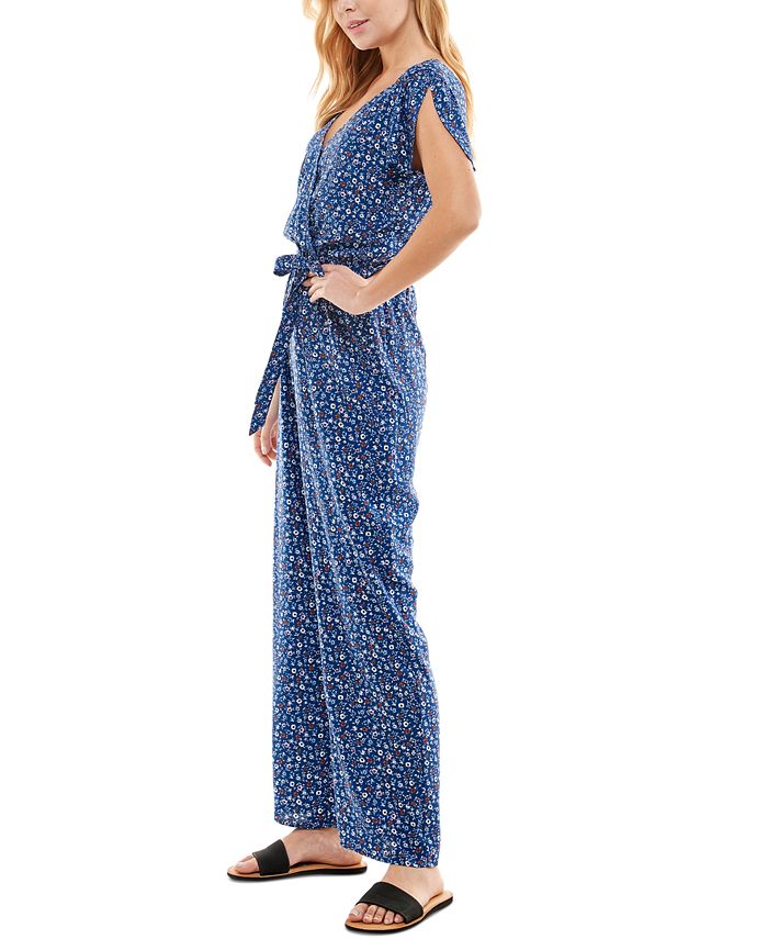 Floral Print Tie Waist Jumpsuit
