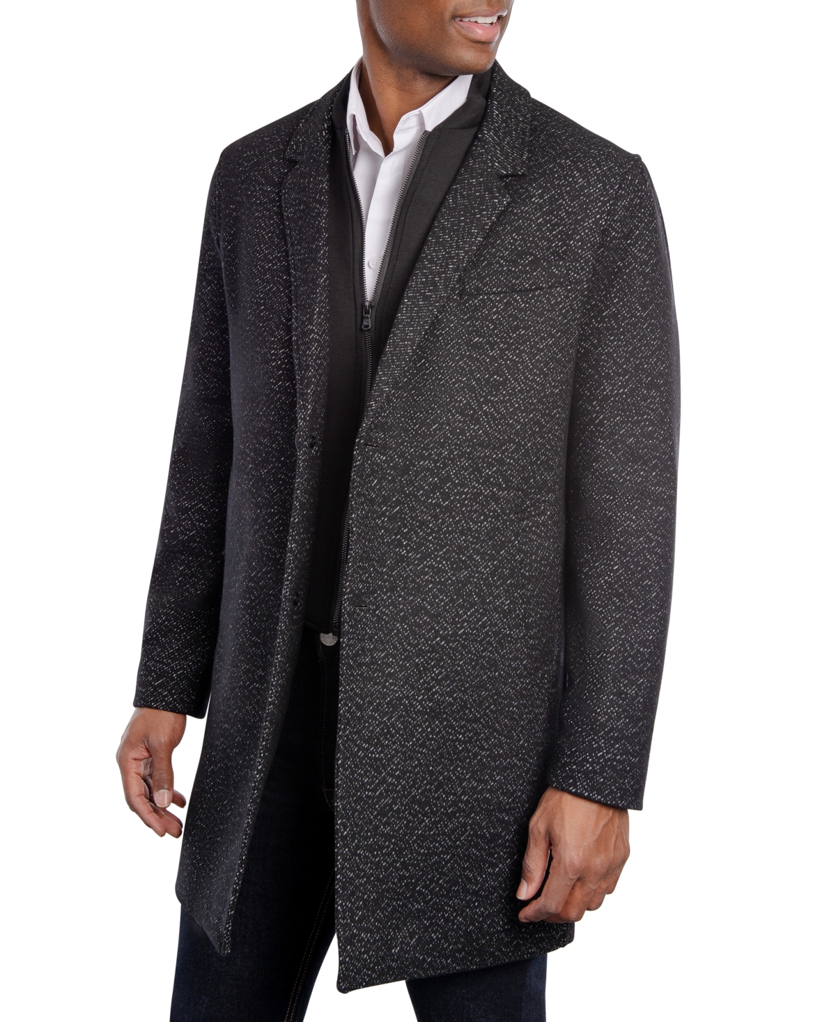 Michael Kors Men's Pike Classic-Fit Over Coats -White Dash