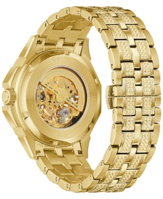 Men's Octava Automatic Crystal-Accent Gold-Tone Stainless Steel Bracelet Watch 41.7mm