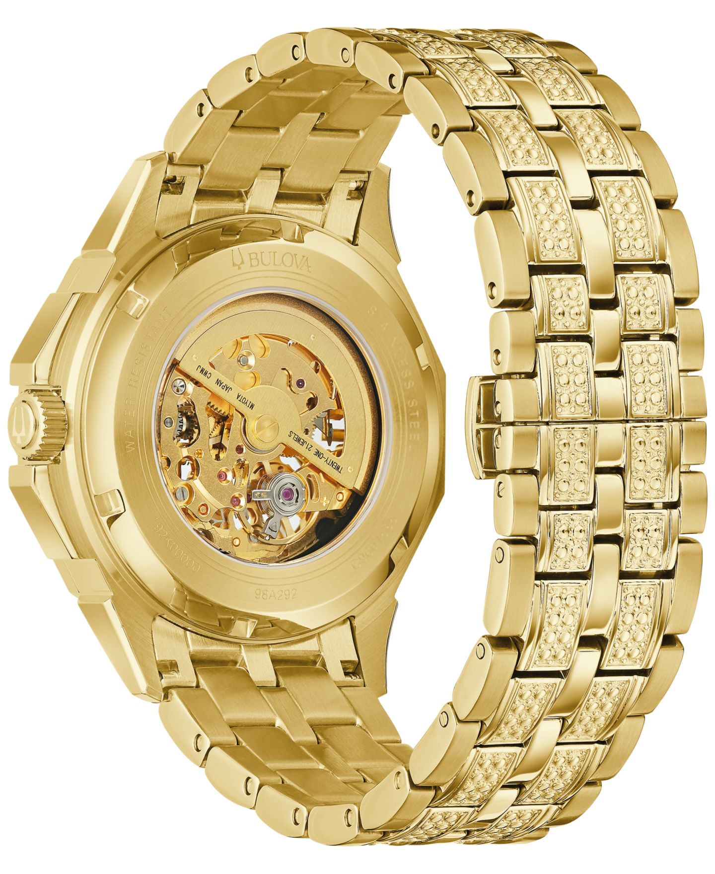 Мужские часы Bulova Octava Automatic Crystal-Accent Gold-Tone Stainless Steel Bracelet Watch 41.7mm — фото 3