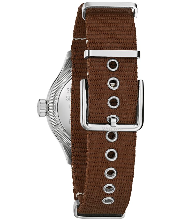Bulova Men's Military Automatic Brown Nylon Strap Watch 37mm Macy's