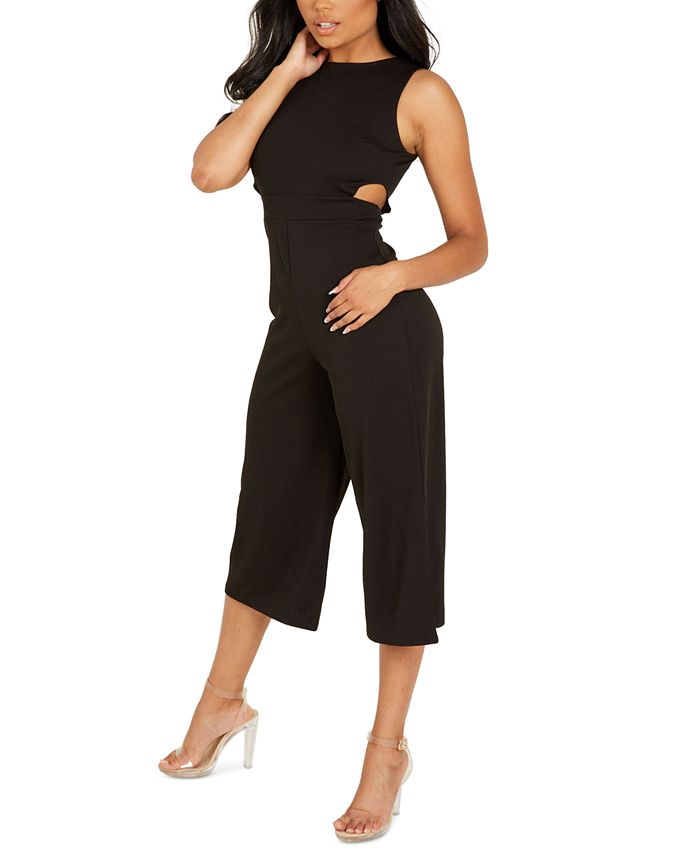 Mock Neck Tie Side Culotte Jumpsuit