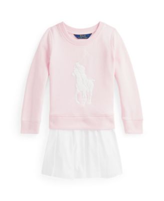 폴로 랄프로렌 베이비 아기 원피스 Polo Ralph Lauren Toddler Girls Big Pony Fleece Sweatshirt Dress,Hint of Pink
