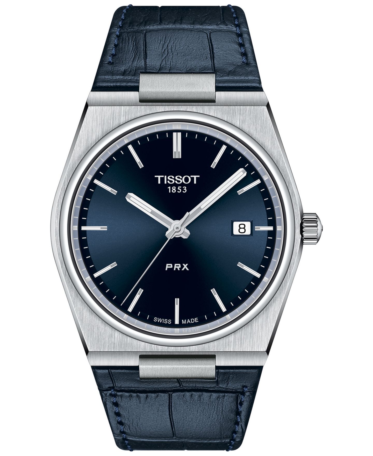 Мужские часы Tissot PRX Blue Leather Strap Watch 40mm — фото 1