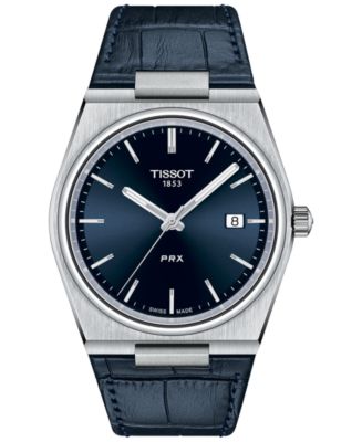 Tissot Men s PRX Blue Leather Strap Watch 40mm Macy s