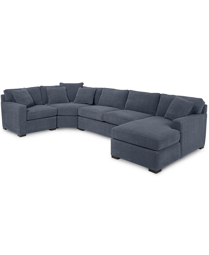 Furniture Radley 4Pc. Fabric Chaise Sectional Sofa with Wedge Piece