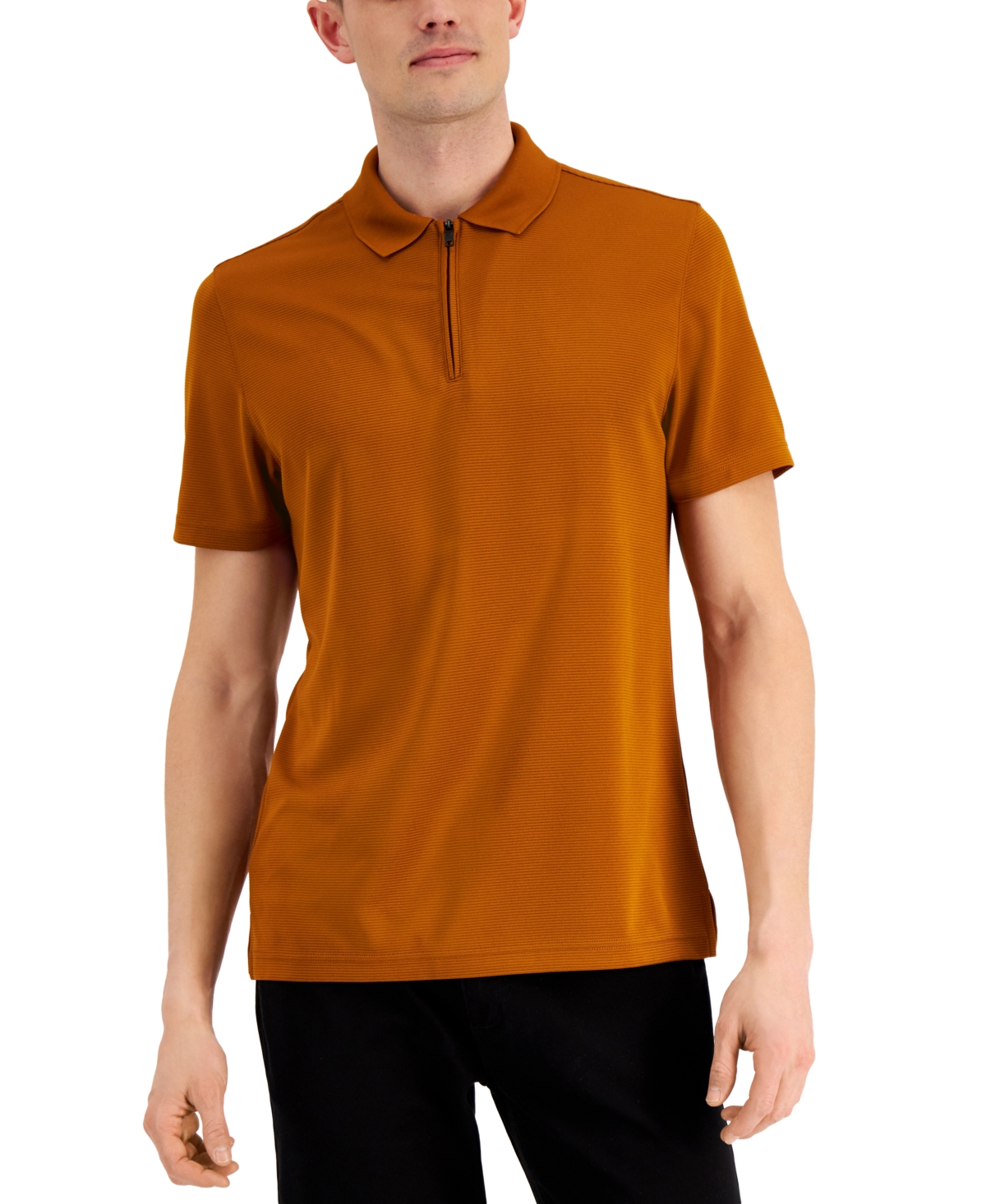 Alfani Men s Ottoman Zip Polo Created For Macy s In Caramel Cafe ModeSens