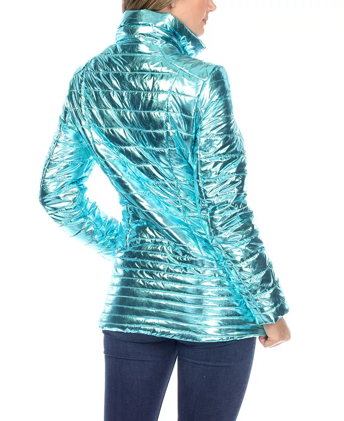 Women's Metallic Puffer Coat - thumbnail 2