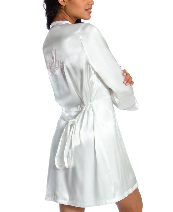 Linea Donatella Mrs. Embroidered Wrap Robe and Chemise Nightgown Set
