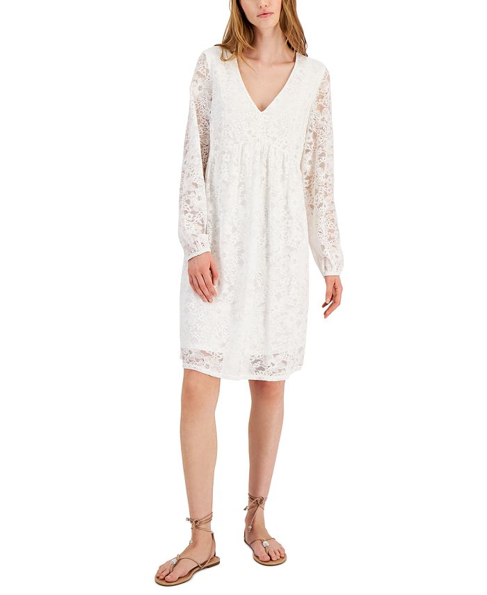 Macy's white lace dress hotsell