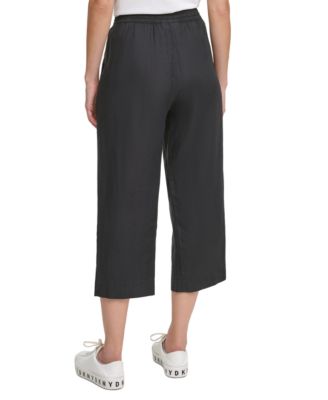 Pull-On Wide-Leg 100% Linen Pants