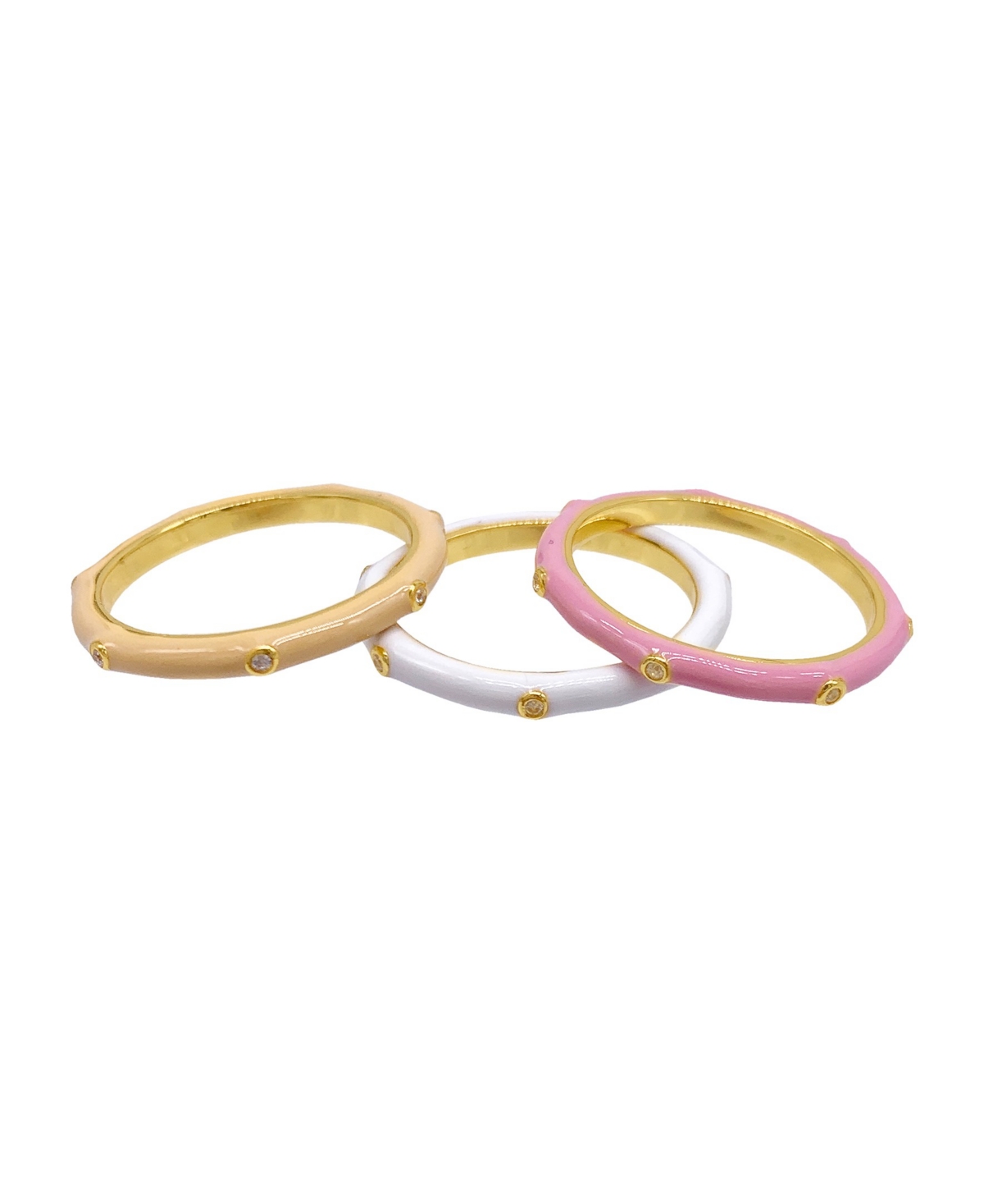 Shop Adornia Sherbert Enamel Trio Ring Set In Pink