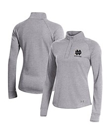 Women's Heather Gray Notre Dame Fighting Irish Double-Knit Jersey Quarter-Snap Pullover Jacket