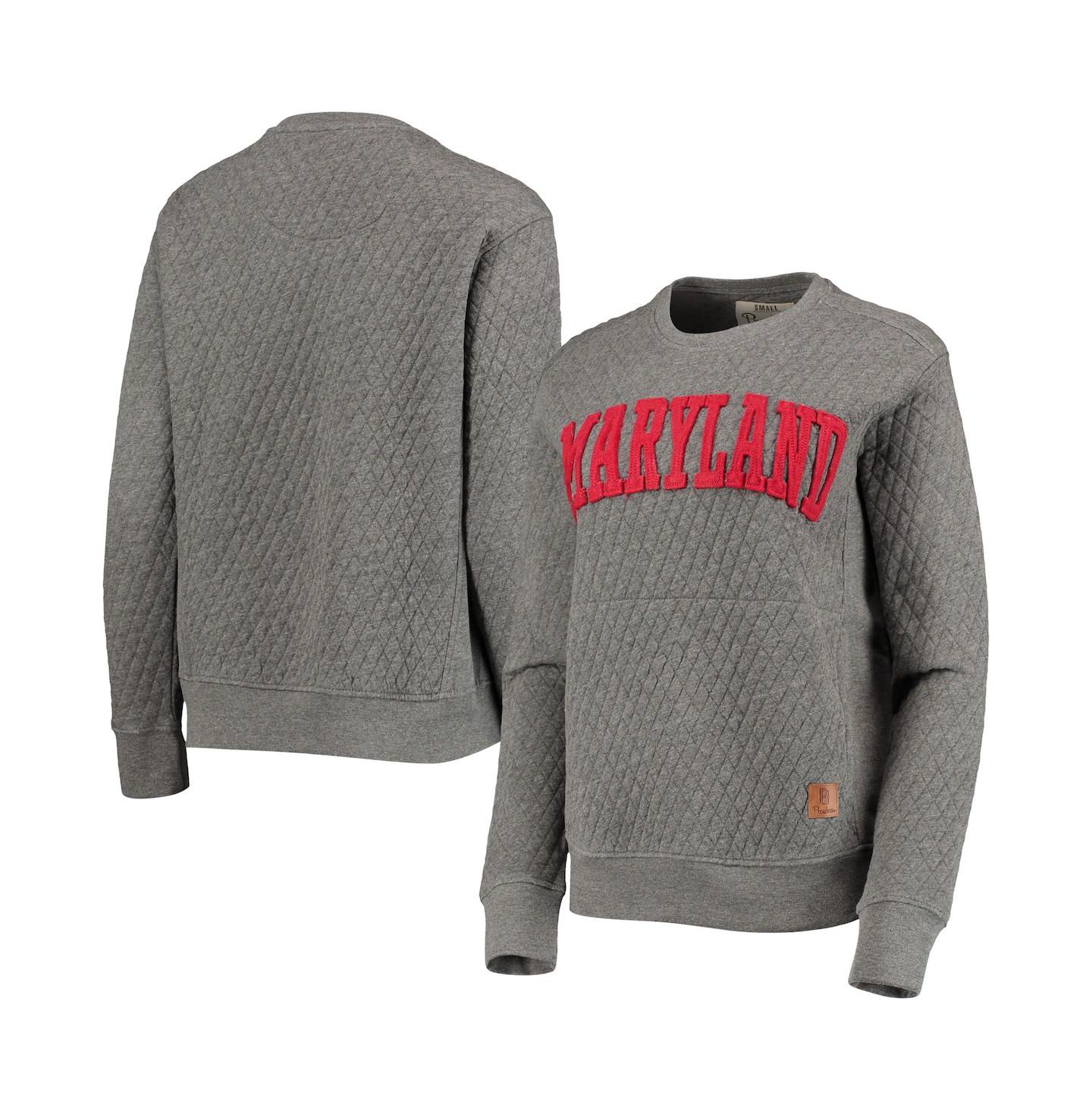Женская толстовка Pressbox Heathered Gray Maryland Terrapins Moose Applique Quilted Pullover — фото 1