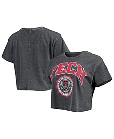 Women's Black Texas Tech Red Raiders Edith Vintage-Like Burnout Crop T-shirt