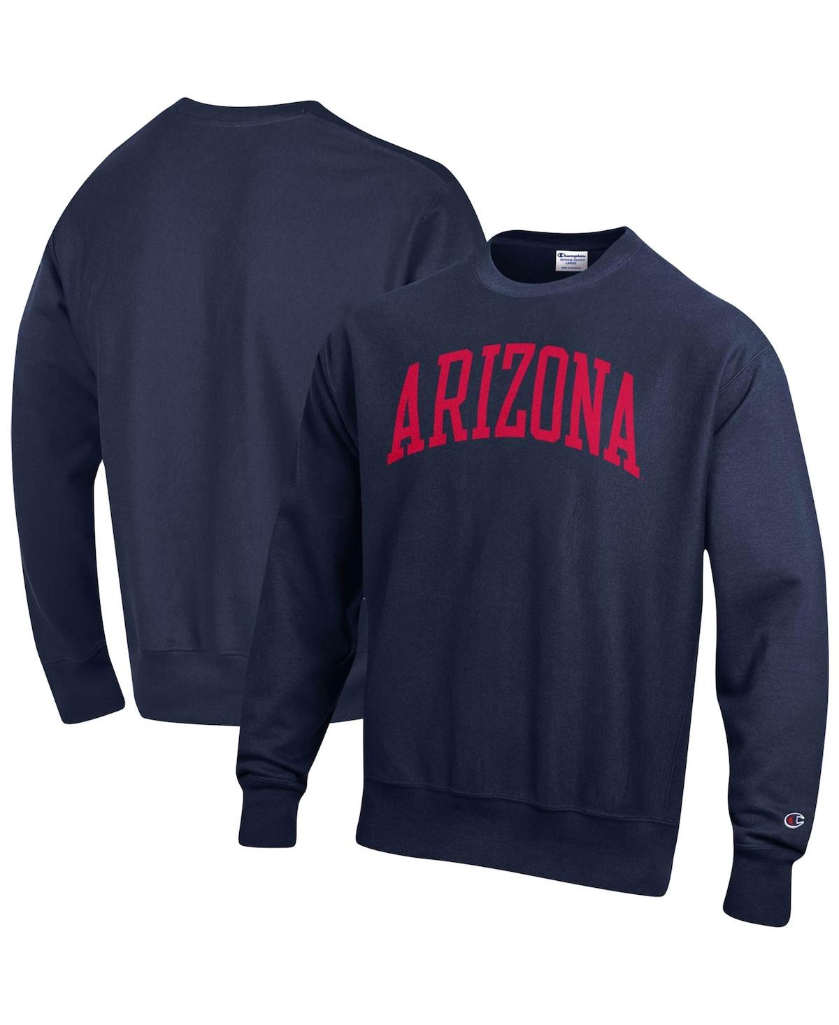 Shop Champion Men's  Navy Arizona Wildcats Arch Reverse Weave Pullover Sweatshirt