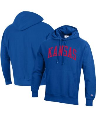 Men s Royal Kansas Jayhawks Team Arch Reverse Weave Pullover Hoodie