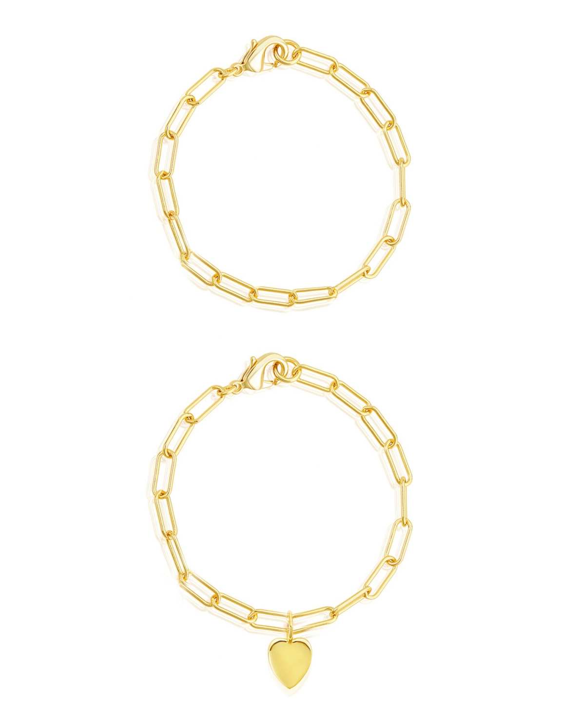 Heart Paper Clip Chain Bracelet Set - Yellow