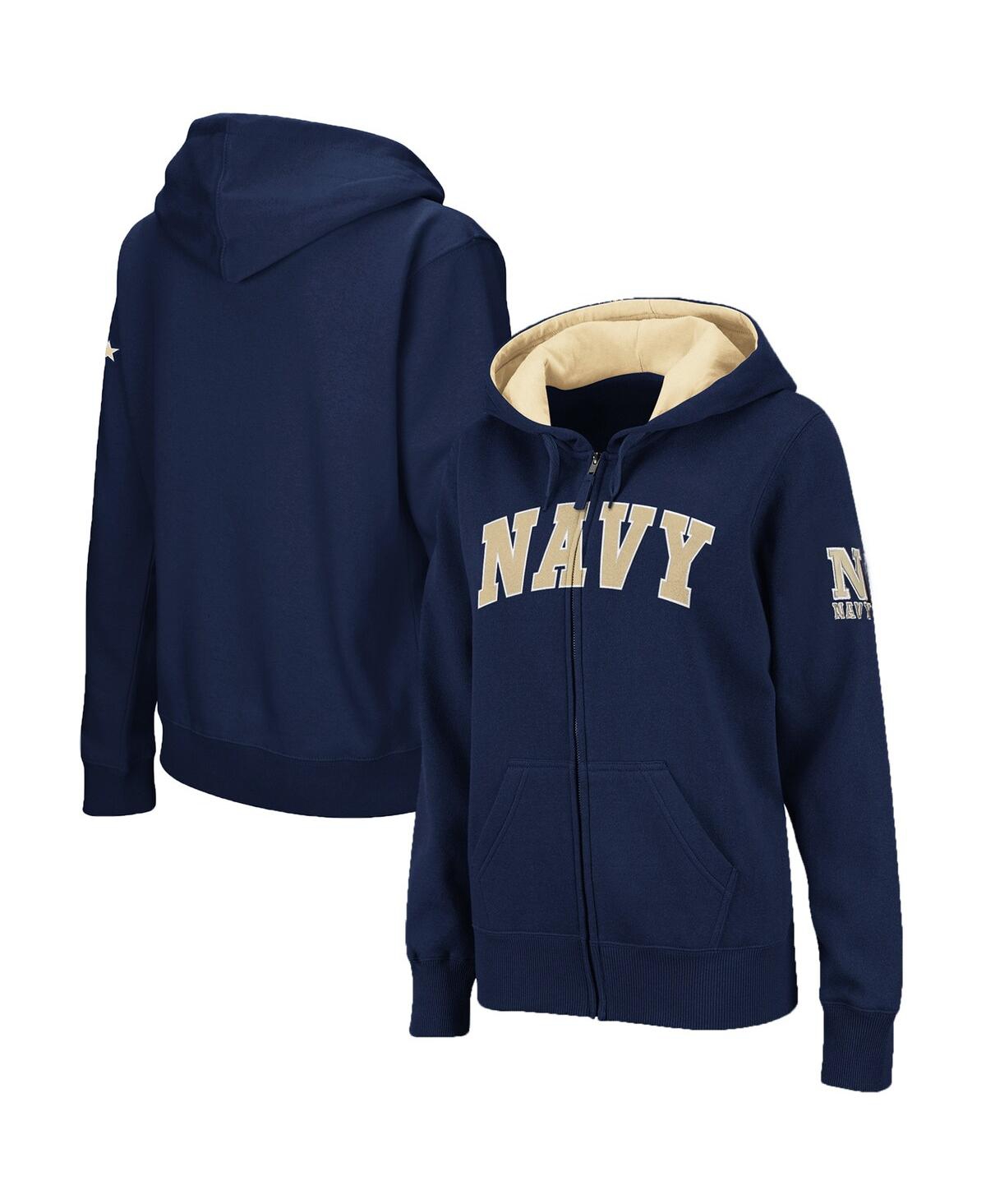 Women'sNavy Midshipmen Arched Name Full-Zip Hoodie - Navy