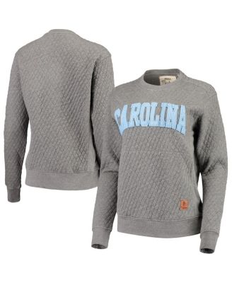 Women's Heathered Gray North Carolina Tar Heels Moose Applique Quilted Crewneck Sweatshirt
